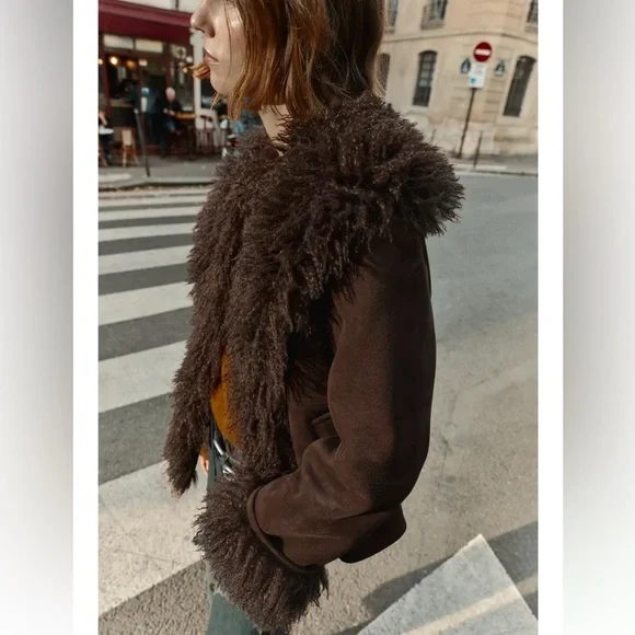 ZARA DOUBLE FACED FAUX FUR JACKET COAT PENNY LANE FAUX SUEDE 8372/221 SMALL XL - Picture 6 of 15